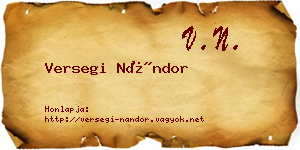 Versegi Nándor névjegykártya